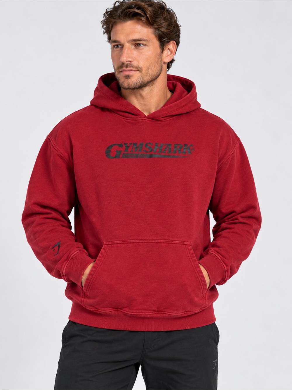 Gymshark Men’s S Red Pullover Cotton Heavy Duty Hoodie Logo Kangaroo Pocket